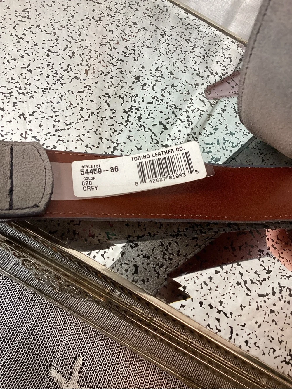 NWT Torino Leather Co. Grey Suede Men’s Belt; size: 36